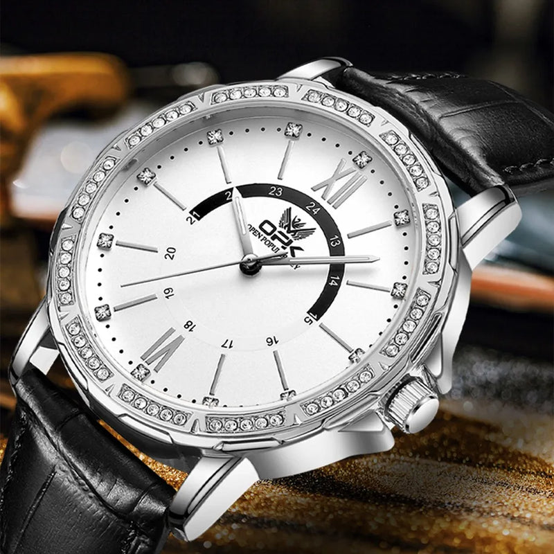 Relógio Masculino Com Pulseira De Couro E Quartzo 6037