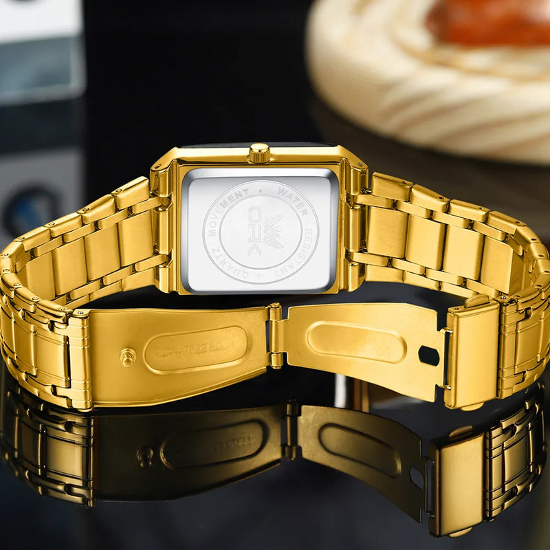 Relógio Masculino Dourado Original De Pulso Quartzo 8156
