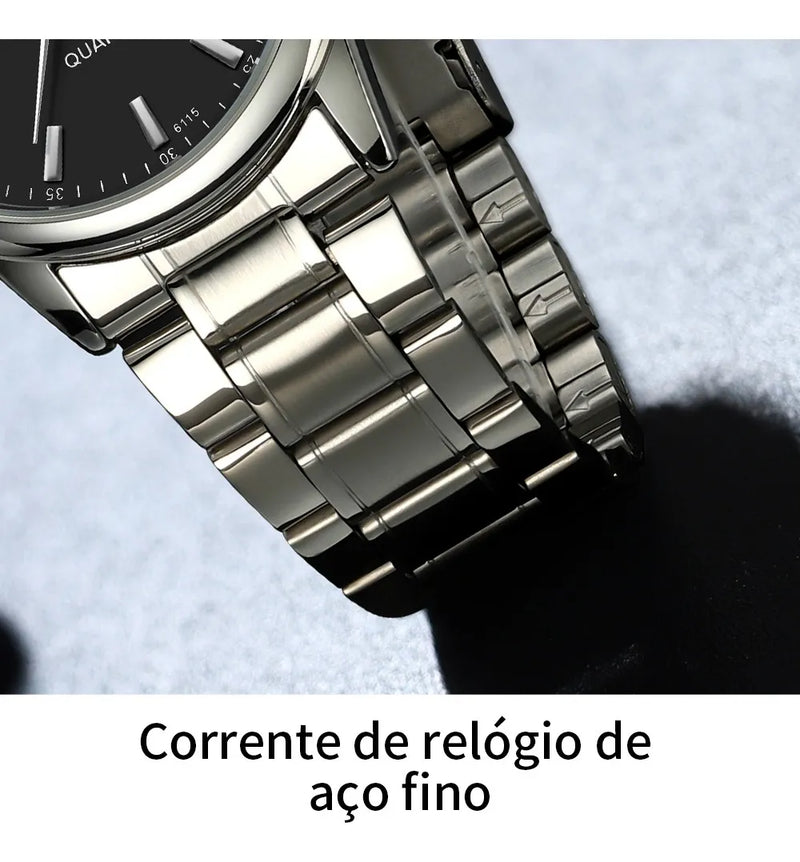 Opk Relógio Masculino Original Prata À Prova D'água 6010