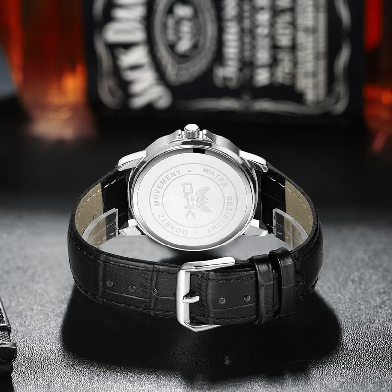 Relógio Masculino Com Pulseira De Couro E Quartzo 6037