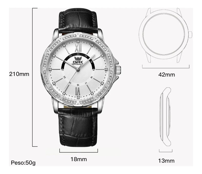 Relógio Masculino Com Pulseira De Couro E Quartzo 6037