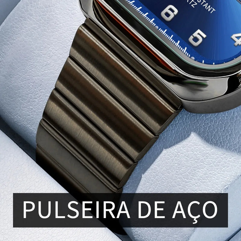 Opk Relógio Masculino Preto Original Aço Quartzo 6040
