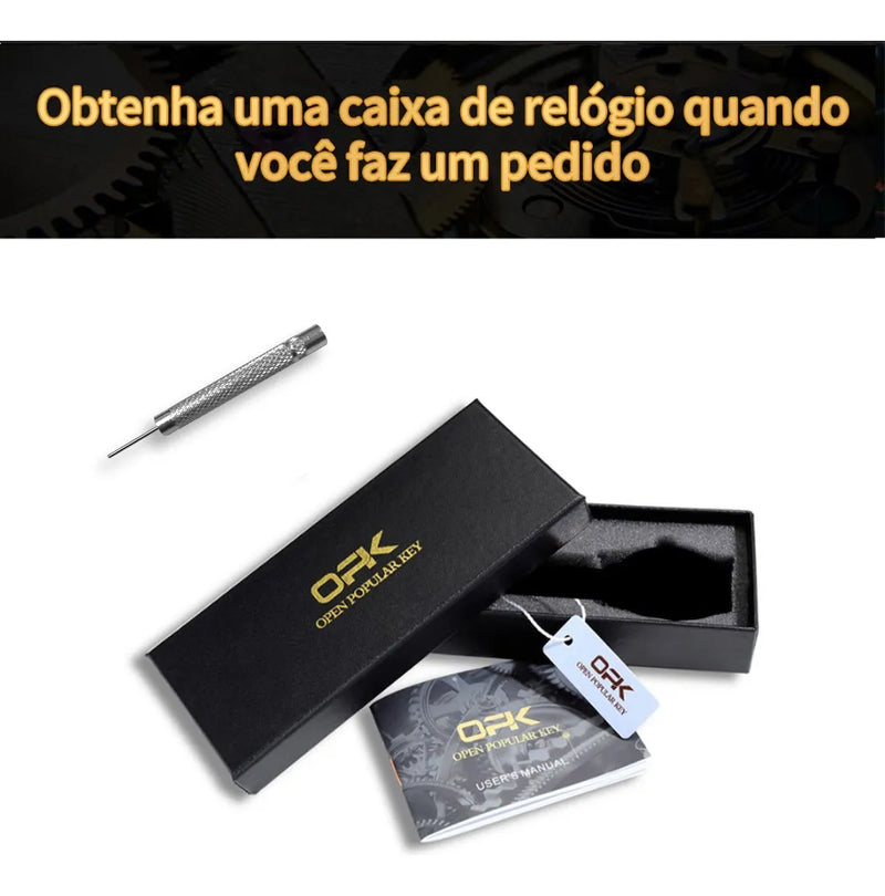 Opk Relógio Masculino Original Prata À Prova D'água 6010