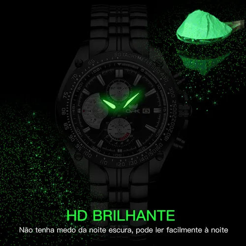 Opk Relógio Masculino Preto Original Em Aço Inoxidável 6020