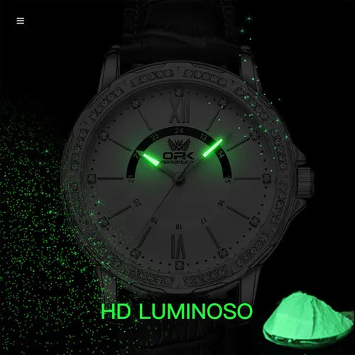 Relógio Masculino Com Pulseira De Couro E Quartzo 6037