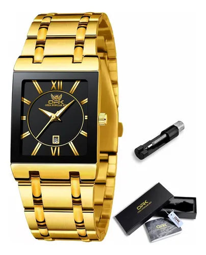 Relógio Masculino Dourado Original De Pulso Quartzo 8156