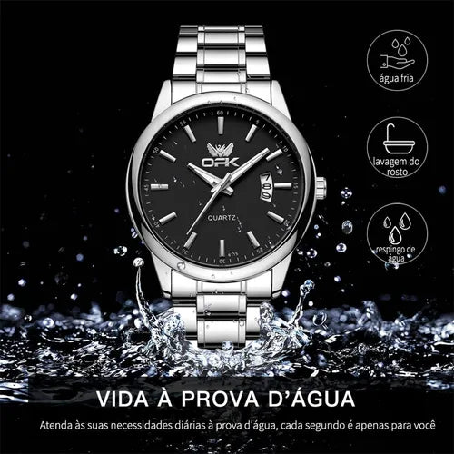 Opk Relógio Masculino Original Prata À Prova D'água 6010