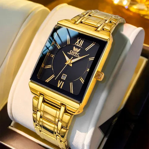Relógio Masculino Dourado Original De Pulso Quartzo 8156