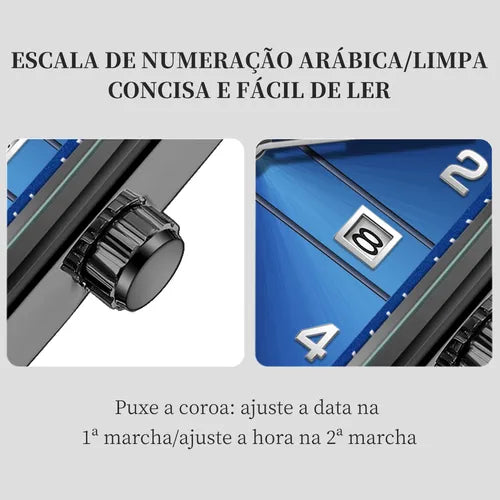 Opk Relógio Masculino Preto Original Aço Quartzo 6040