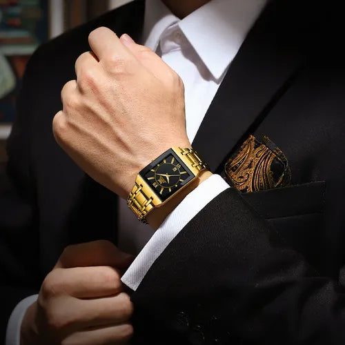 Relógio Masculino Dourado Original De Pulso Quartzo 8156