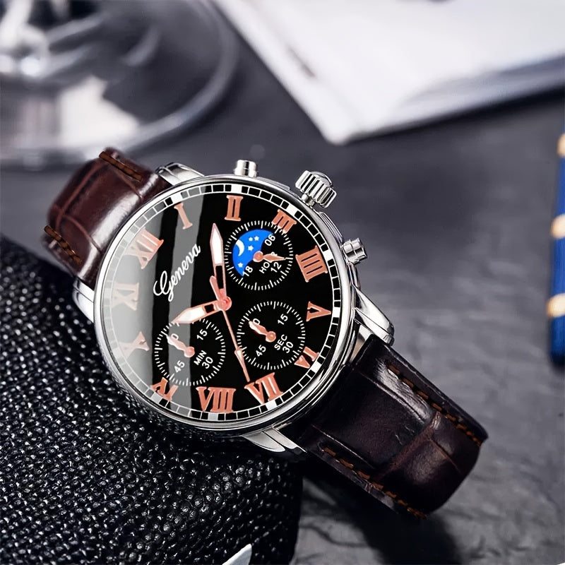 Relógio de Quartzo Masculino Luxuoso Geneva