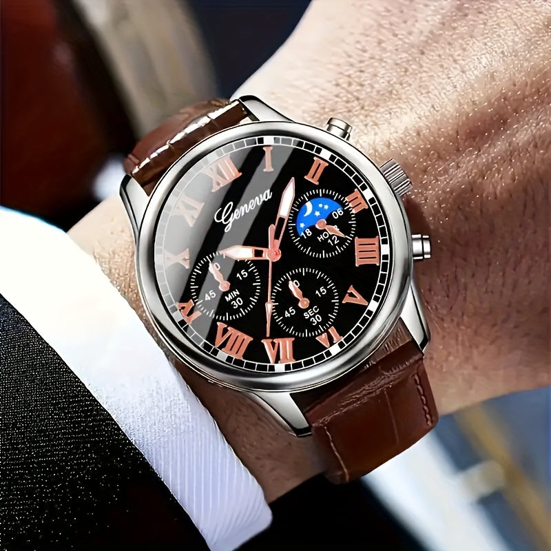 Relógio de Quartzo Masculino Luxuoso Geneva