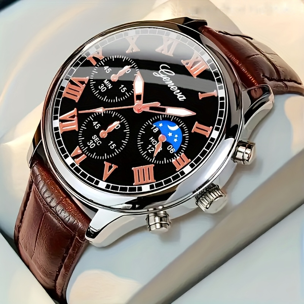Relógio de Quartzo Masculino Luxuoso Geneva